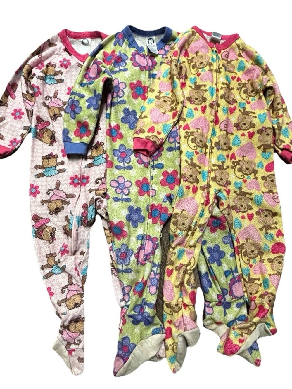 Toddler Girl Gerber Footie Pajamas Bears Monkeys Size 3T